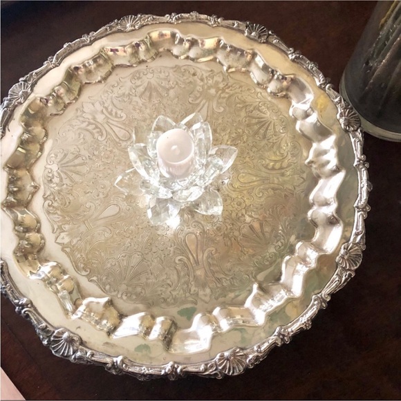 1900-1940’s Estate Large Silver Plate Shell Design Footed Tray - Picture 4 of 10